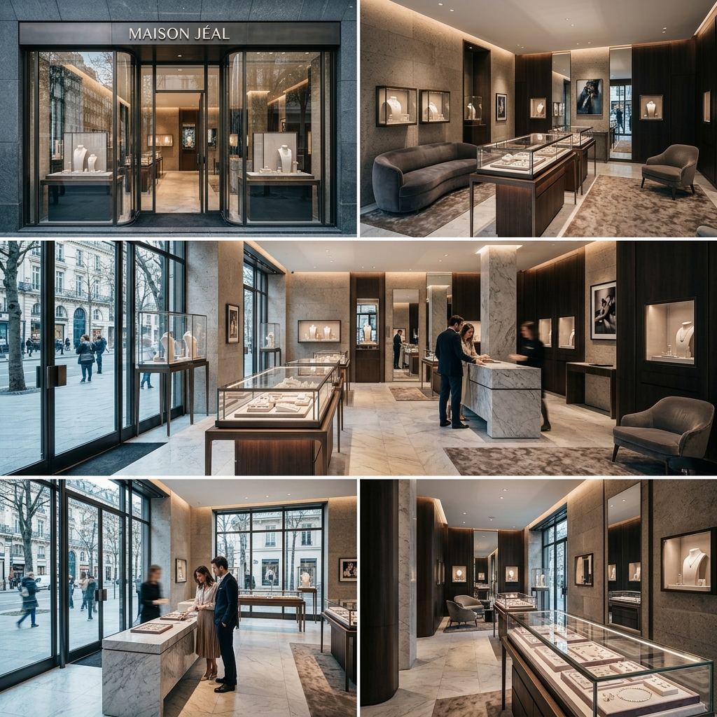 Premium retail boutique interior with elegant displays