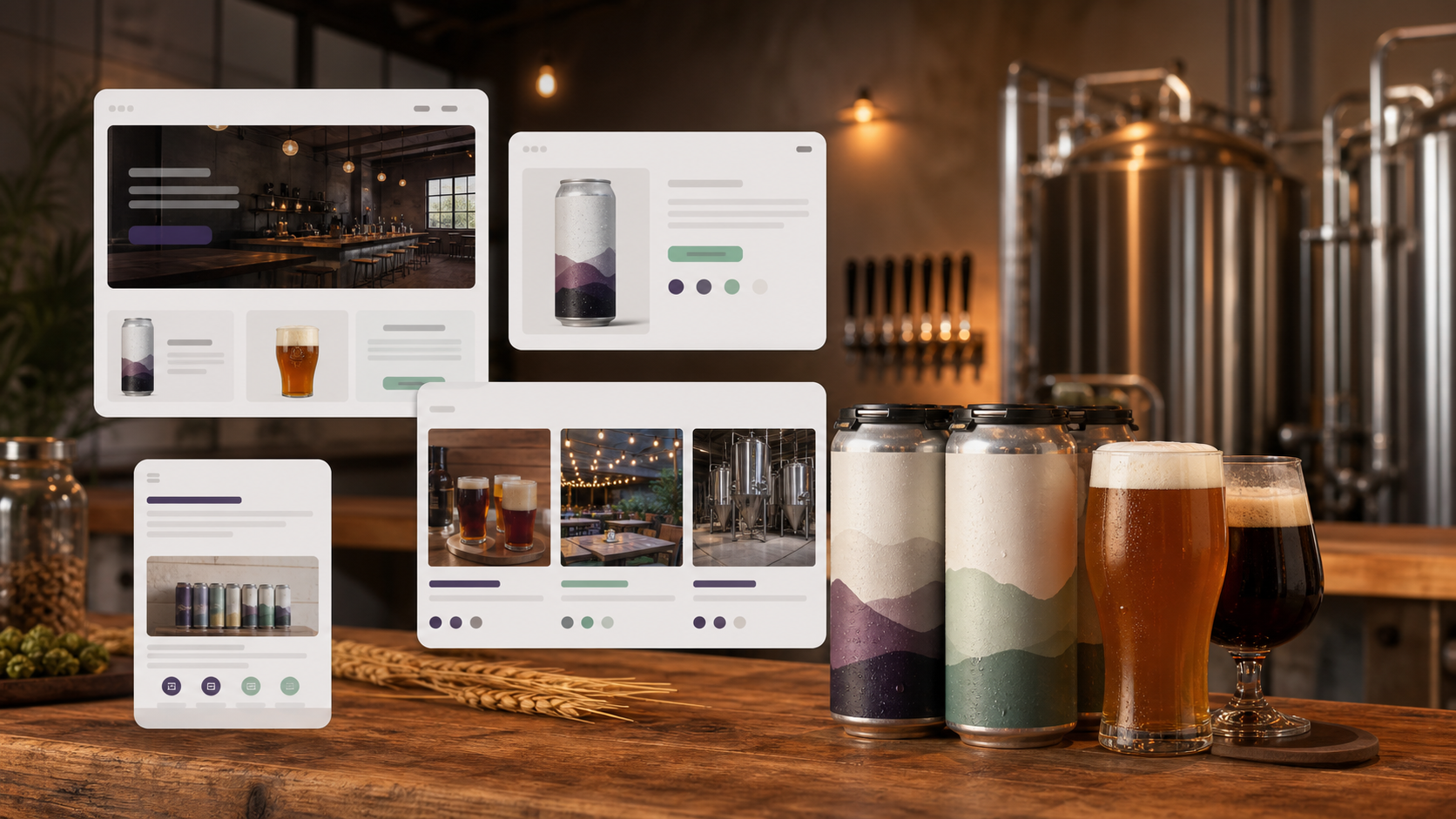 Warm craft brewery website project visual